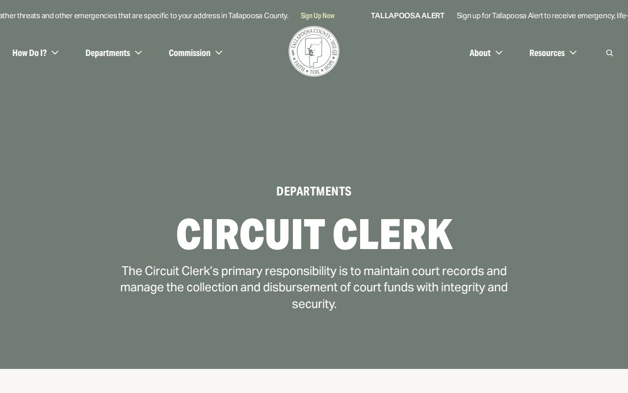 Tallapoosa County Circuit Clerk official records page