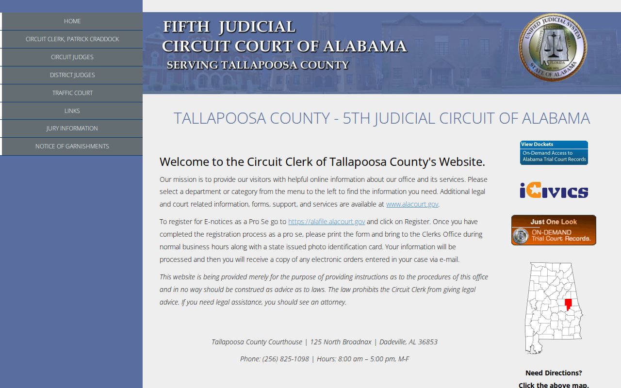 Official Tallapoosa County court information page