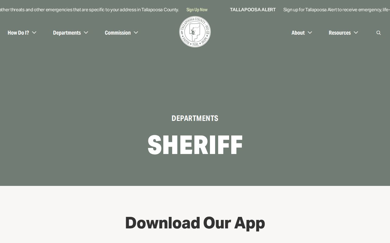 Official Tallapoosa County Sheriff page describing the county jail