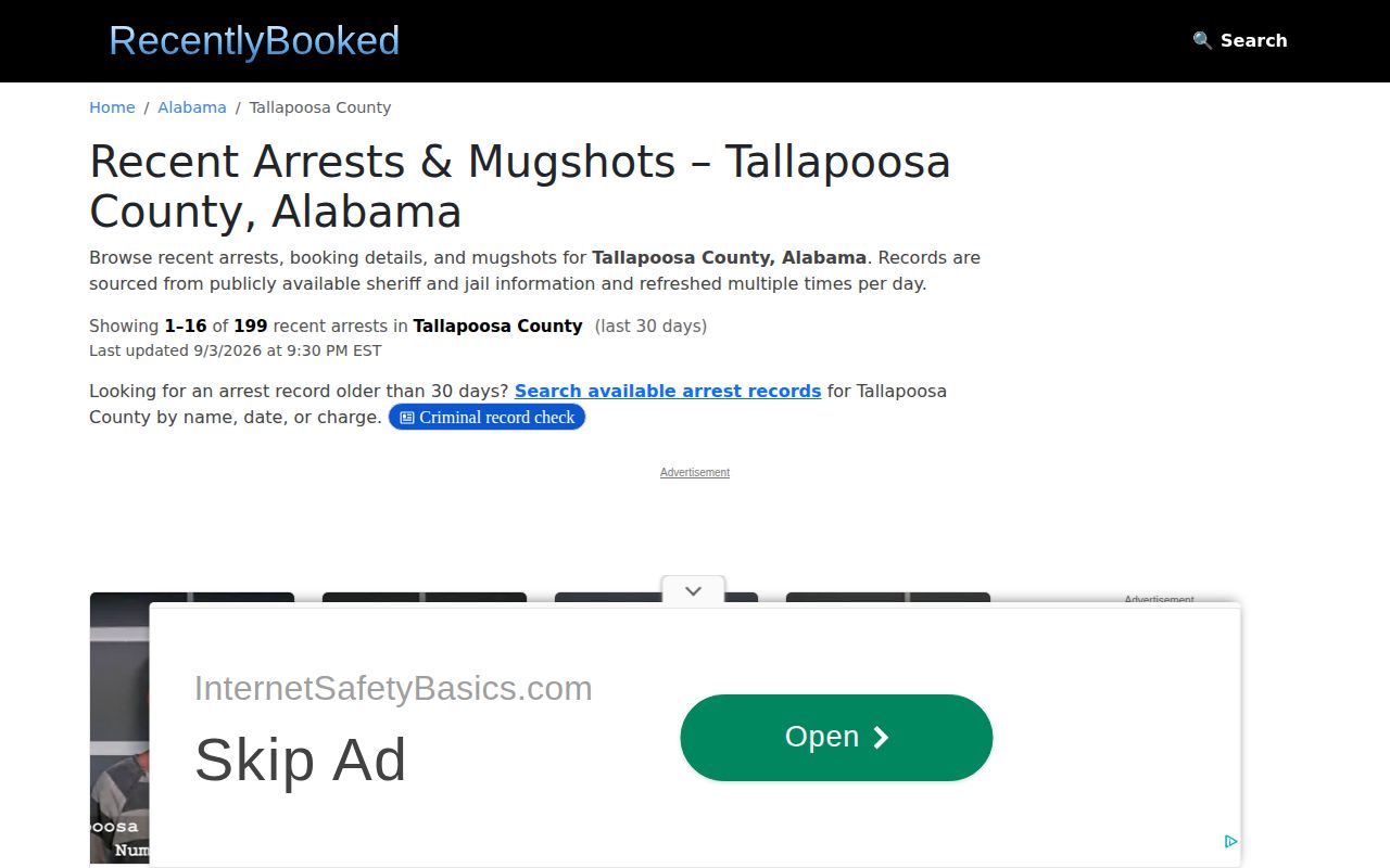 Unofficial RecentlyBooked Tallapoosa County page