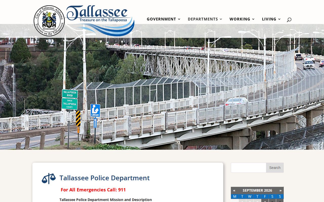 Tallassee Police Department contact source for arrest records